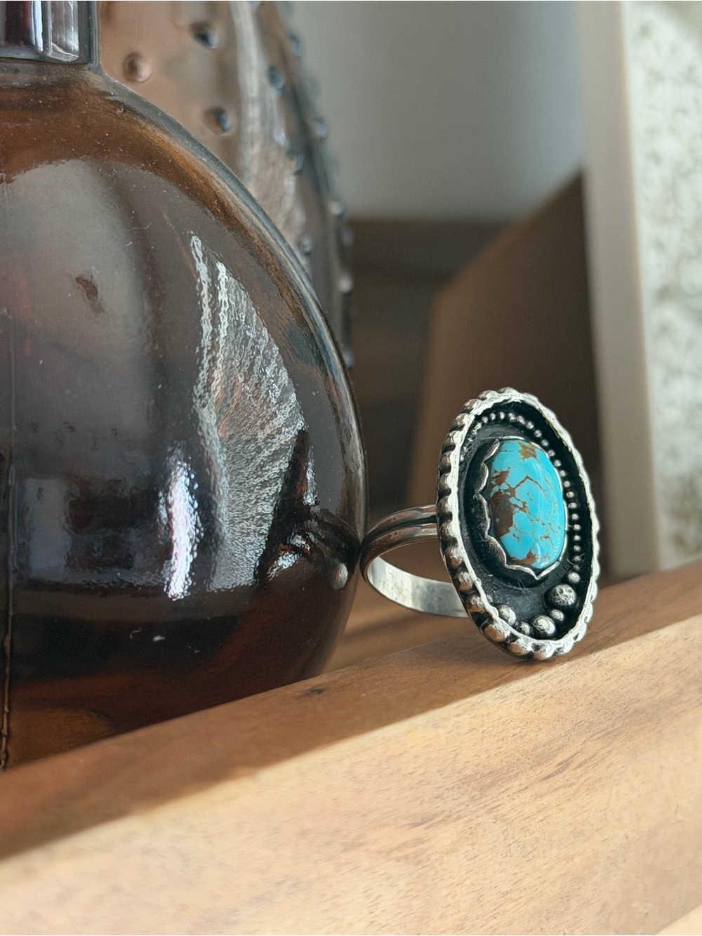 Turquoise Oval Sterling Statement Ring